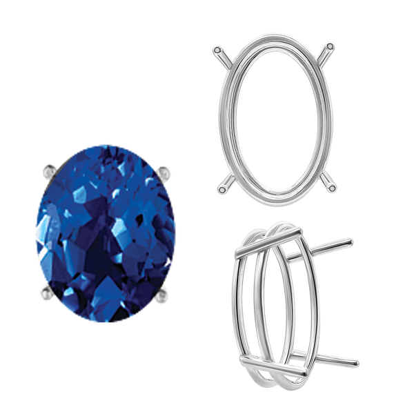 ITI NYC Four Prong Oval Wire Basket Settings in Sterling Silver (3.00 x 2.00 mm - 28.00 x 18.00 mm)