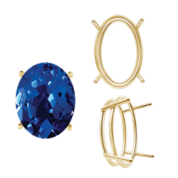 ITI NYC Four Prong Oval Wire Basket Settings in 14K Gold (3.00 x 2.00 mm - 28.00 x 18.00 mm)