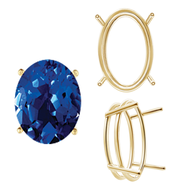 ITI NYC Four Prong Oval Wire Basket Settings in 14K Gold (3.00 x 2.00 mm - 28.00 x 18.00 mm)