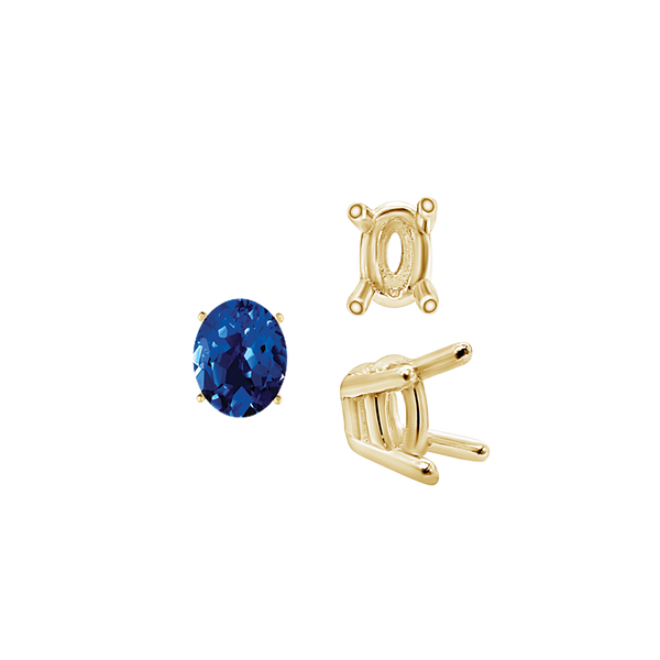 ITI NYC Four Prong Oval Wire Basket Settings in 18K Gold (3.00 x 2.00 mm - 13.00 x 9.00 mm)