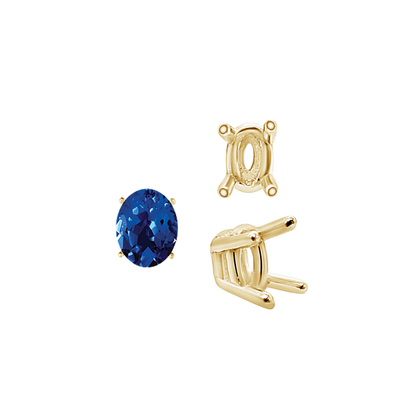 ITI NYC Four Prong Oval Wire Basket Settings in 14K Gold (3.00 x 2.00 mm - 28.00 x 18.00 mm)