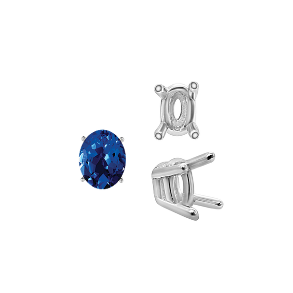 ITI NYC Four Prong Oval Wire Basket Settings in Sterling Silver (3.00 x 2.00 mm - 28.00 x 18.00 mm)