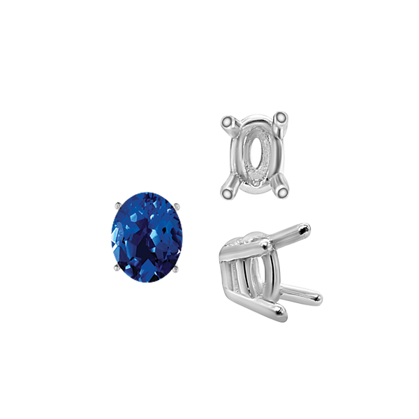 ITI NYC Four Prong Oval Wire Basket Settings in Sterling Silver (3.00 x 2.00 mm - 28.00 x 18.00 mm)