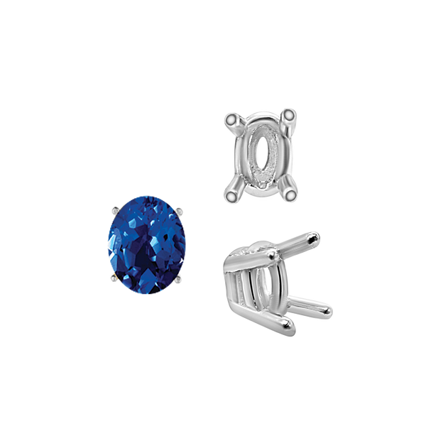 ITI NYC Four Prong Oval Wire Basket Settings in Sterling Silver (3.00 x 2.00 mm - 28.00 x 18.00 mm)