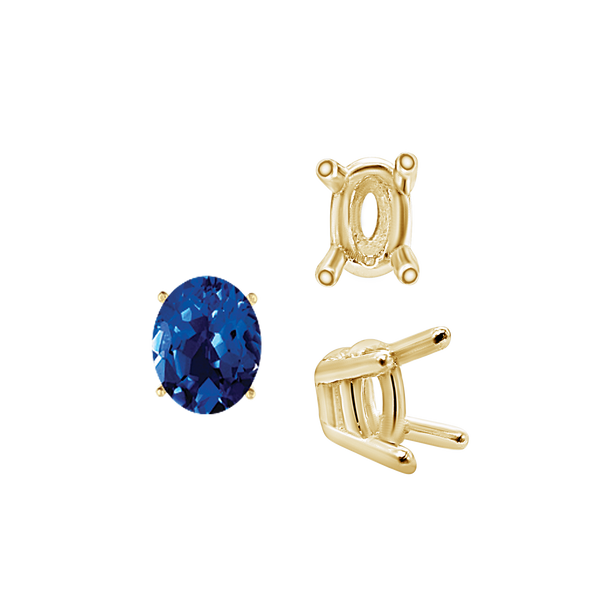 ITI NYC Four Prong Oval Wire Basket Settings in 18K Gold (3.00 x 2.00 mm - 13.00 x 9.00 mm)