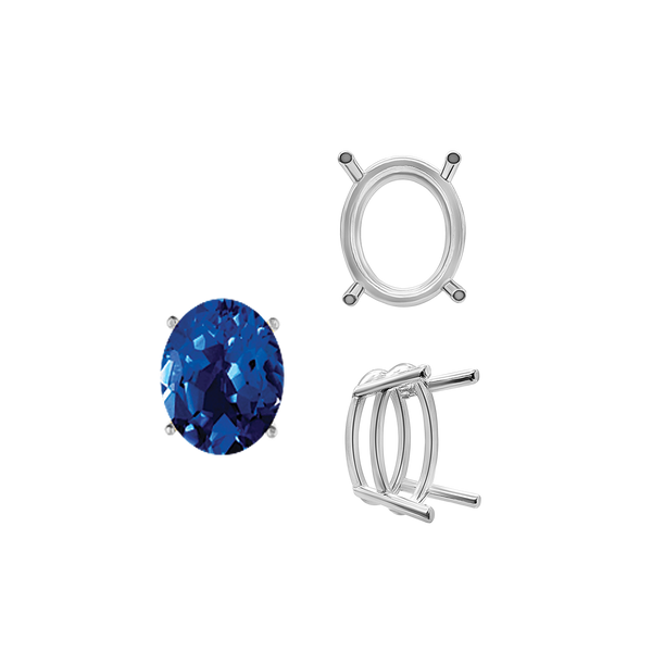 ITI NYC Four Prong Oval Wire Basket Settings in Sterling Silver (3.00 x 2.00 mm - 28.00 x 18.00 mm)