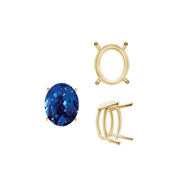 ITI NYC Four Prong Oval Wire Basket Settings in 18K Gold (3.00 x 2.00 mm - 13.00 x 9.00 mm)