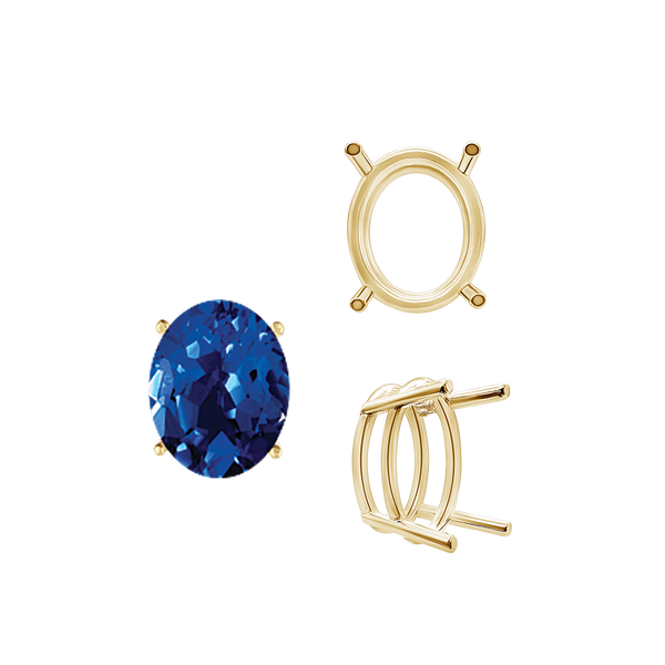 ITI NYC Four Prong Oval Wire Basket Settings in 18K Gold (3.00 x 2.00 mm - 13.00 x 9.00 mm)