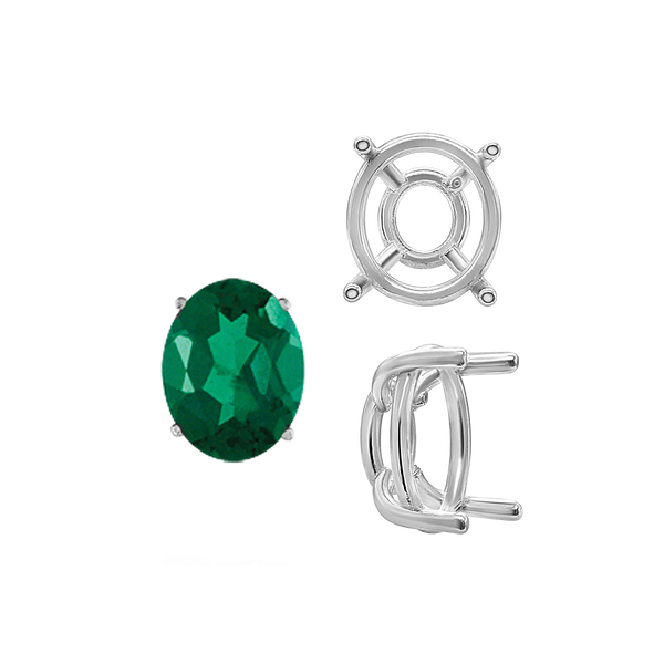 ITI NYC Four Prong Oval Wire Basket Tapered Base Settings in Sterling Silver (5.00 x 3.00 mm - 20.00 x 15.00 mm)