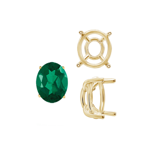 ITI NYC Four Prong Oval Wire Basket Tapered Base Settings in 14K Gold (5.00 x 3.00 mm - 20.00 x 15.00 mm)