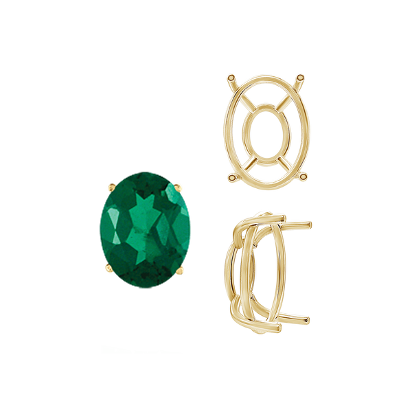 ITI NYC Four Prong Oval Wire Basket Tapered Base Settings in 14K Gold (5.00 x 3.00 mm - 20.00 x 15.00 mm)
