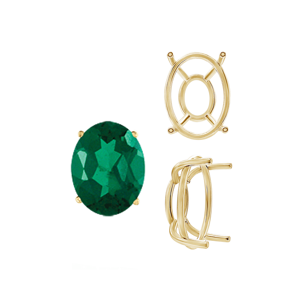 ITI NYC Four Prong Oval Wire Basket Tapered Base Settings in 14K Gold (5.00 x 3.00 mm - 20.00 x 15.00 mm)