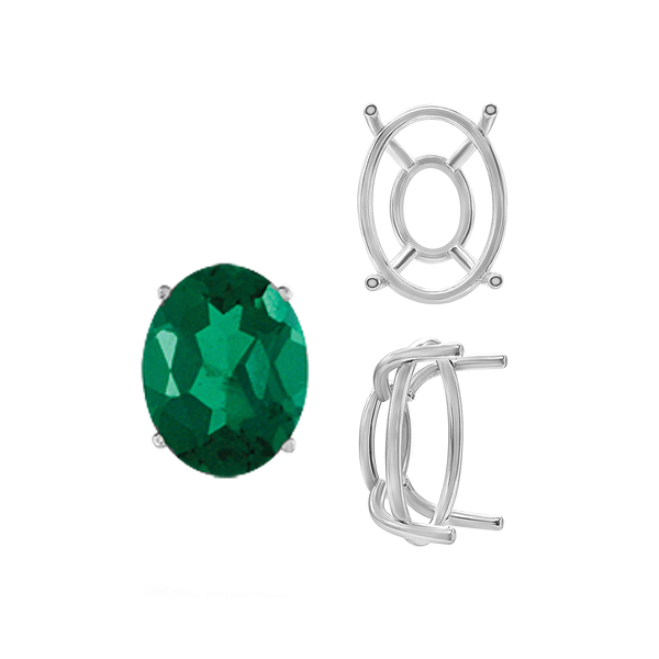 ITI NYC Four Prong Oval Wire Basket Tapered Base Settings in Sterling Silver (5.00 x 3.00 mm - 20.00 x 15.00 mm)