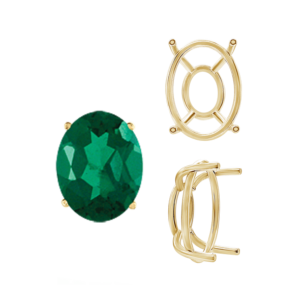 ITI NYC Four Prong Oval Wire Basket Tapered Base Settings in 14K Gold (5.00 x 3.00 mm - 20.00 x 15.00 mm)