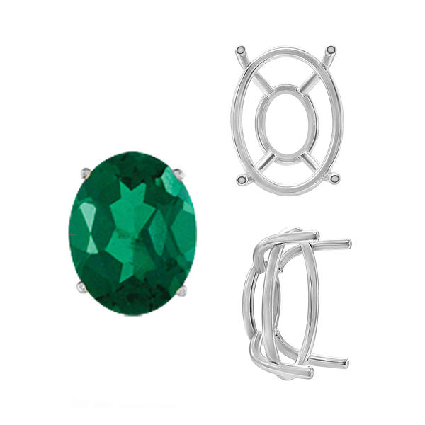ITI NYC Four Prong Oval Wire Basket Tapered Base Settings in Sterling Silver (5.00 x 3.00 mm - 20.00 x 15.00 mm)