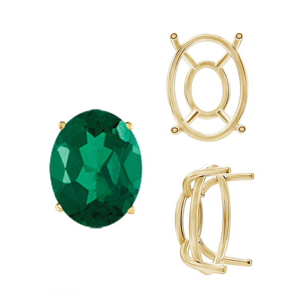 ITI NYC Four Prong Oval Wire Basket Tapered Base Settings in 14K Gold (5.00 x 3.00 mm - 20.00 x 15.00 mm)