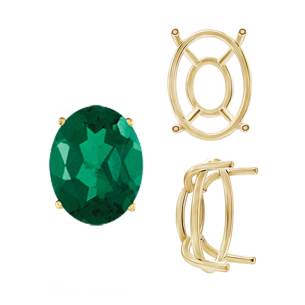 ITI NYC Four Prong Oval Wire Basket Tapered Base Settings in 14K Gold (5.00 x 3.00 mm - 20.00 x 15.00 mm)