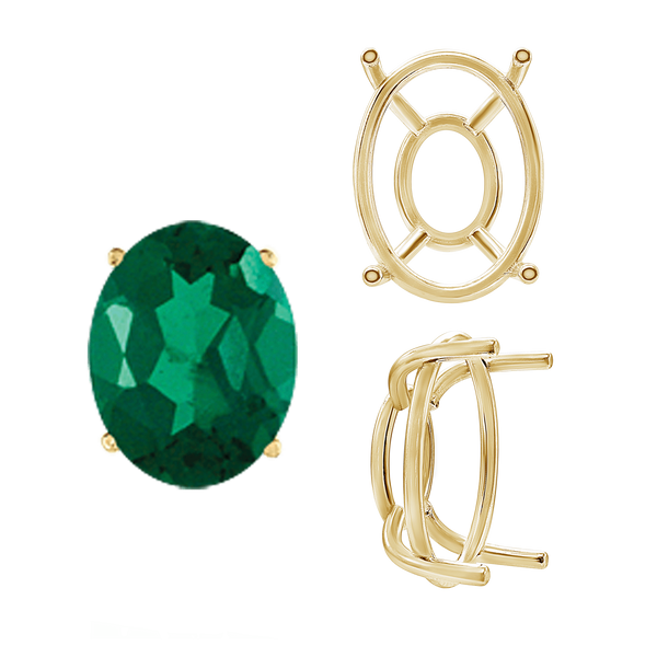 ITI NYC Four Prong Oval Wire Basket Tapered Base Settings in 14K Gold (5.00 x 3.00 mm - 20.00 x 15.00 mm)