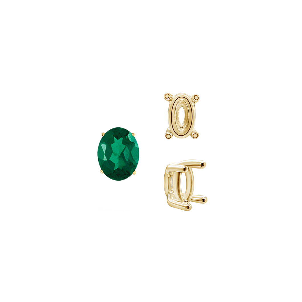 ITI NYC Four Prong Oval Wire Basket Tapered Base Settings in 14K Gold (5.00 x 3.00 mm - 20.00 x 15.00 mm)