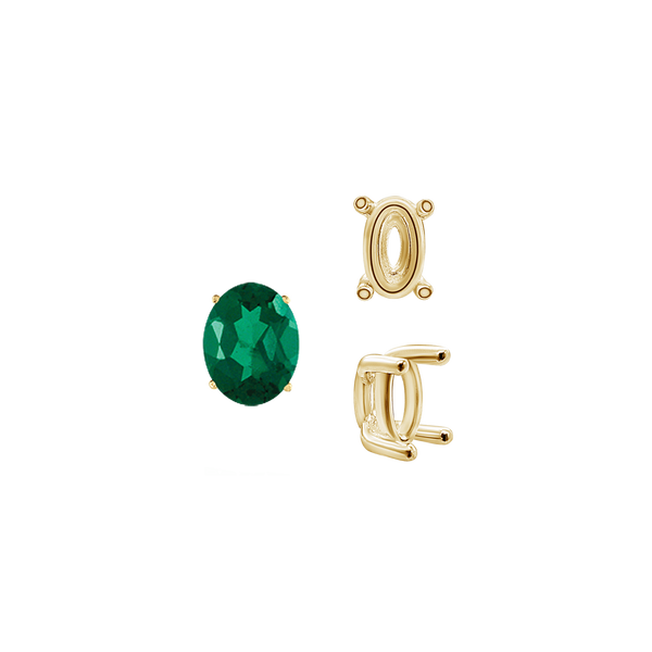 ITI NYC Four Prong Oval Wire Basket Tapered Base Settings in 14K Gold (5.00 x 3.00 mm - 20.00 x 15.00 mm)