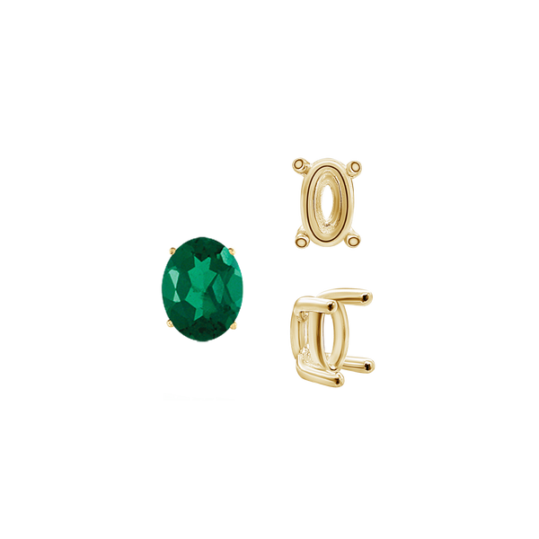 ITI NYC Four Prong Oval Wire Basket Tapered Base Settings in 14K Gold (5.00 x 3.00 mm - 20.00 x 15.00 mm)