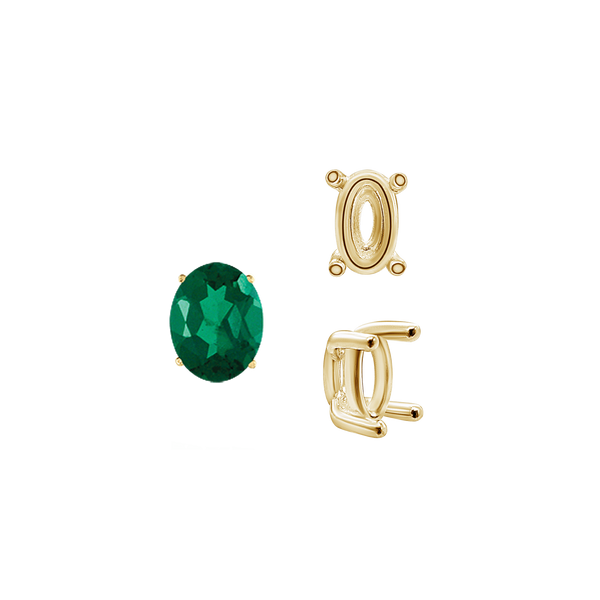 ITI NYC Four Prong Oval Wire Basket Tapered Base Settings in 14K Gold (5.00 x 3.00 mm - 20.00 x 15.00 mm)