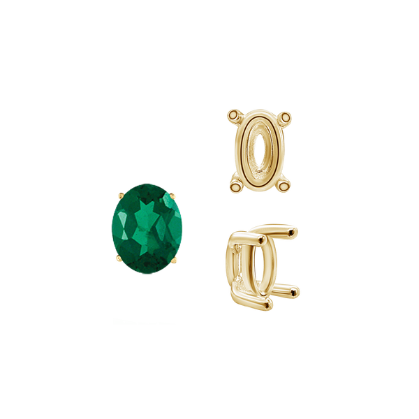 ITI NYC Four Prong Oval Wire Basket Tapered Base Settings in 14K Gold (5.00 x 3.00 mm - 20.00 x 15.00 mm)