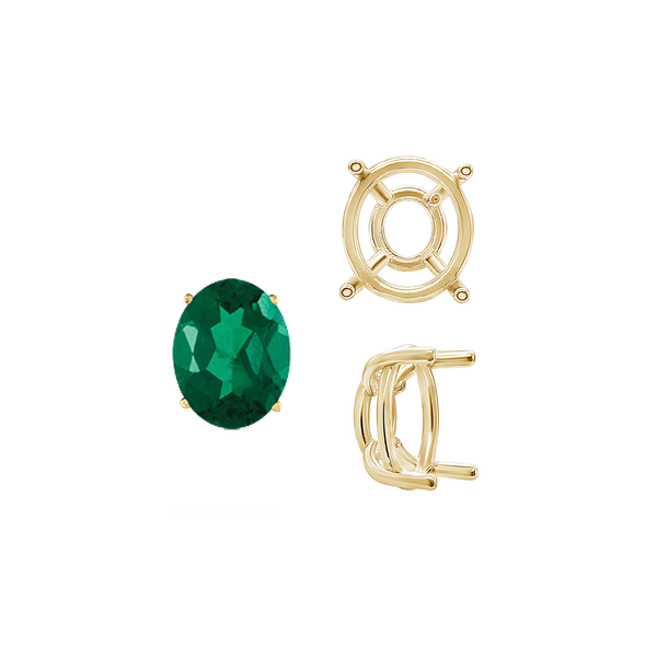 ITI NYC Four Prong Oval Wire Basket Tapered Base Settings in 14K Gold (5.00 x 3.00 mm - 20.00 x 15.00 mm)