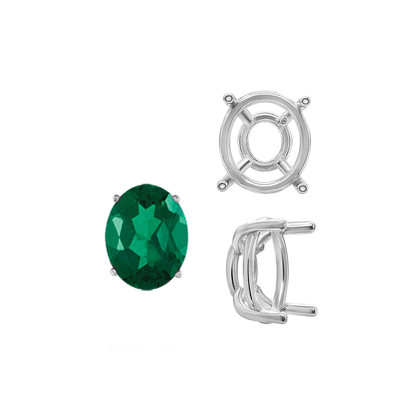 ITI NYC Four Prong Oval Wire Basket Tapered Base Settings in Sterling Silver (5.00 x 3.00 mm - 20.00 x 15.00 mm)