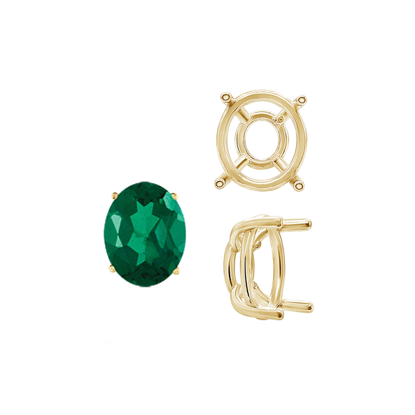 ITI NYC Four Prong Oval Wire Basket Tapered Base Settings in 14K Gold (5.00 x 3.00 mm - 20.00 x 15.00 mm)