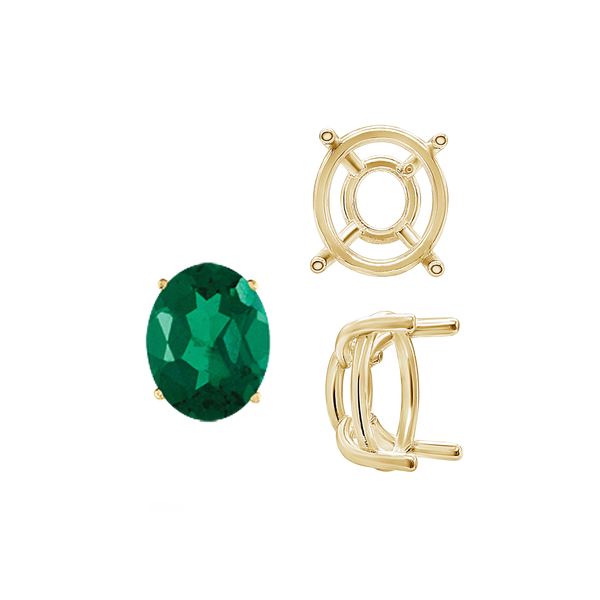 ITI NYC Four Prong Oval Wire Basket Tapered Base Settings in 14K Gold (5.00 x 3.00 mm - 20.00 x 15.00 mm)