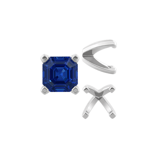 Four Prong Heavy Weight Cushion Settings in Sterling Silver (3.00 x 3.00 mm - 8.50 x 8.50 mm)