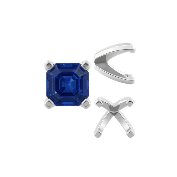 Four Prong Heavy Weight Cushion Settings in Sterling Silver (3.00 x 3.00 mm - 8.50 x 8.50 mm)