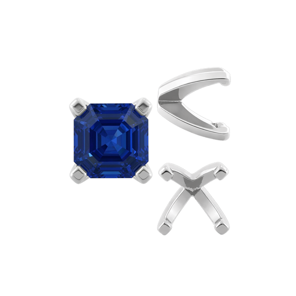 Four Prong Heavy Weight Cushion Settings in Sterling Silver (3.00 x 3.00 mm - 8.50 x 8.50 mm)