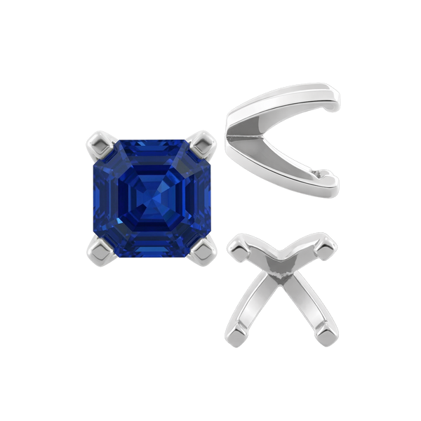 Four Prong Heavy Weight Cushion Settings in Sterling Silver (3.00 x 3.00 mm - 8.50 x 8.50 mm)
