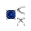 Four Prong Heavy Weight Cushion Settings in Sterling Silver (3.00 x 3.00 mm - 8.50 x 8.50 mm)
