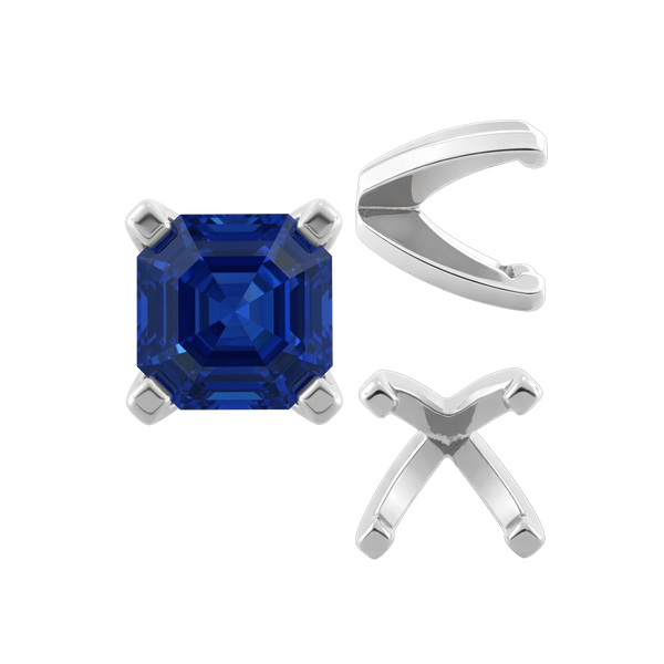 Four Prong Heavy Weight Cushion Settings in Sterling Silver (3.00 x 3.00 mm - 8.50 x 8.50 mm)