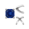 Four Prong Heavy Weight Cushion Settings in Sterling Silver (3.00 x 3.00 mm - 8.50 x 8.50 mm)