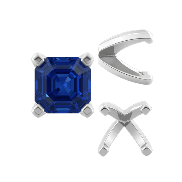 Four Prong Heavy Weight Cushion Settings in Sterling Silver (3.00 x 3.00 mm - 8.50 x 8.50 mm)