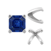 Four Prong Heavy Weight Cushion Settings in Sterling Silver (3.00 x 3.00 mm - 8.50 x 8.50 mm)
