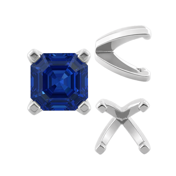 Four Prong Heavy Weight Cushion Settings in Sterling Silver (3.00 x 3.00 mm - 8.50 x 8.50 mm)