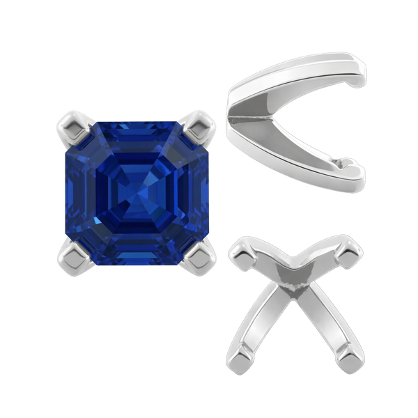 Four Prong Heavy Weight Cushion Settings in Sterling Silver (3.00 x 3.00 mm - 8.50 x 8.50 mm)