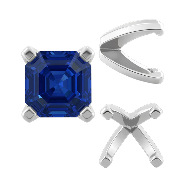 Four Prong Heavy Weight Cushion Settings in Sterling Silver (3.00 x 3.00 mm - 8.50 x 8.50 mm)
