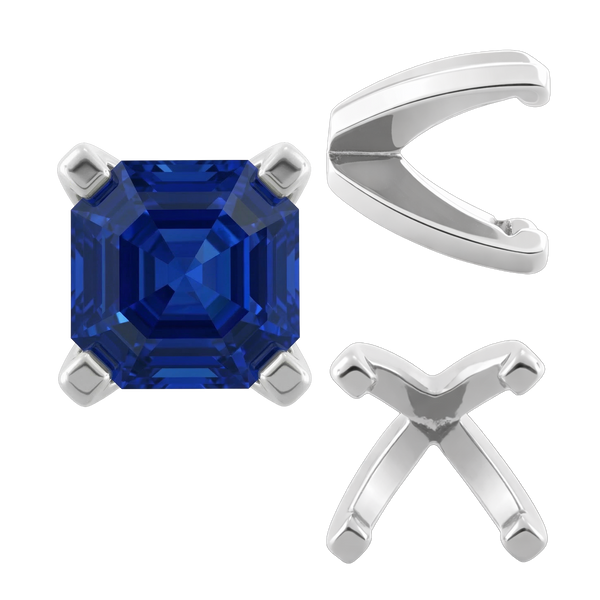 Four Prong Heavy Weight Cushion Settings in Sterling Silver (3.00 x 3.00 mm - 8.50 x 8.50 mm)