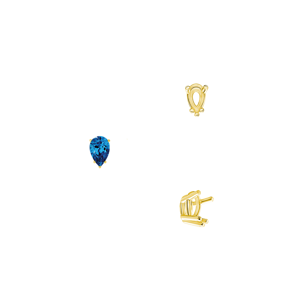 ITI NYC Five Prong Pear Shape Wire Basket Settings in 14K Gold (3.00 x 1.75 mm - 12.00 x 8.00 mm)