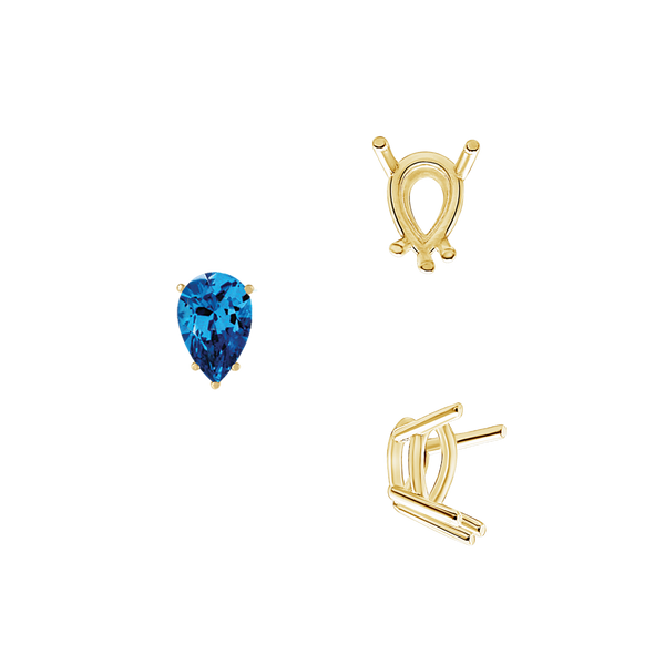 ITI NYC Five Prong Pear Shape Wire Basket Settings in 14K Gold (5.00 x 3.00 mm - 12.00 x 8.00 mm)