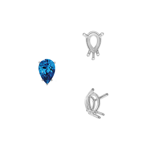 ITI NYC Five Prong Pear Shape Wire Basket Settings in 14K Gold (3.00 x 1.75 mm - 12.00 x 8.00 mm)