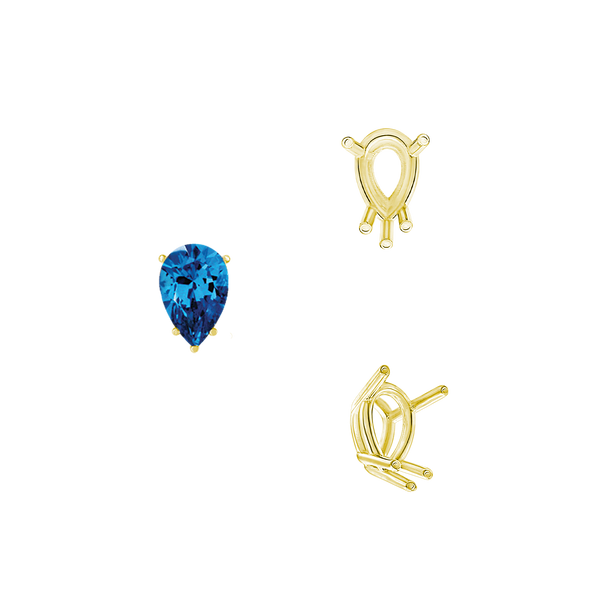 ITI NYC Five Prong Pear Shape Wire Basket Settings in 14K Gold (3.00 x 1.75 mm - 12.00 x 8.00 mm)