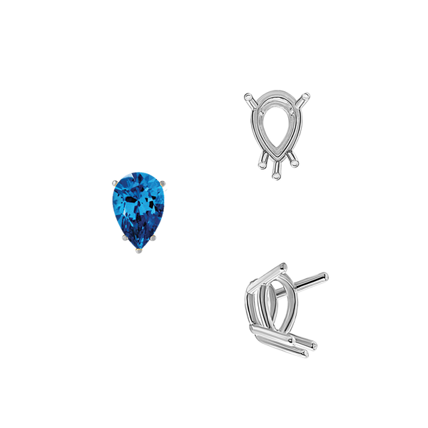 ITI NYC Five Prong Pear Shape Wire Basket Settings in 14K Gold (3.00 x 1.75 mm - 12.00 x 8.00 mm)