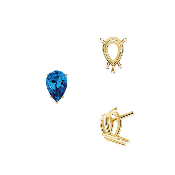 ITI NYC Five Prong Pear Shape Wire Basket Settings in 14K Gold (3.00 x 1.75 mm - 12.00 x 8.00 mm)